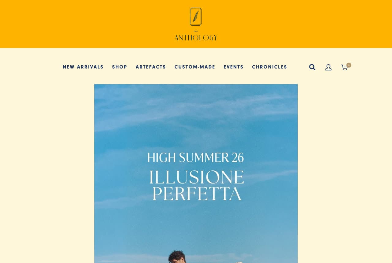 The Anthology website — Tailoring House & Ready-to-Wear design example