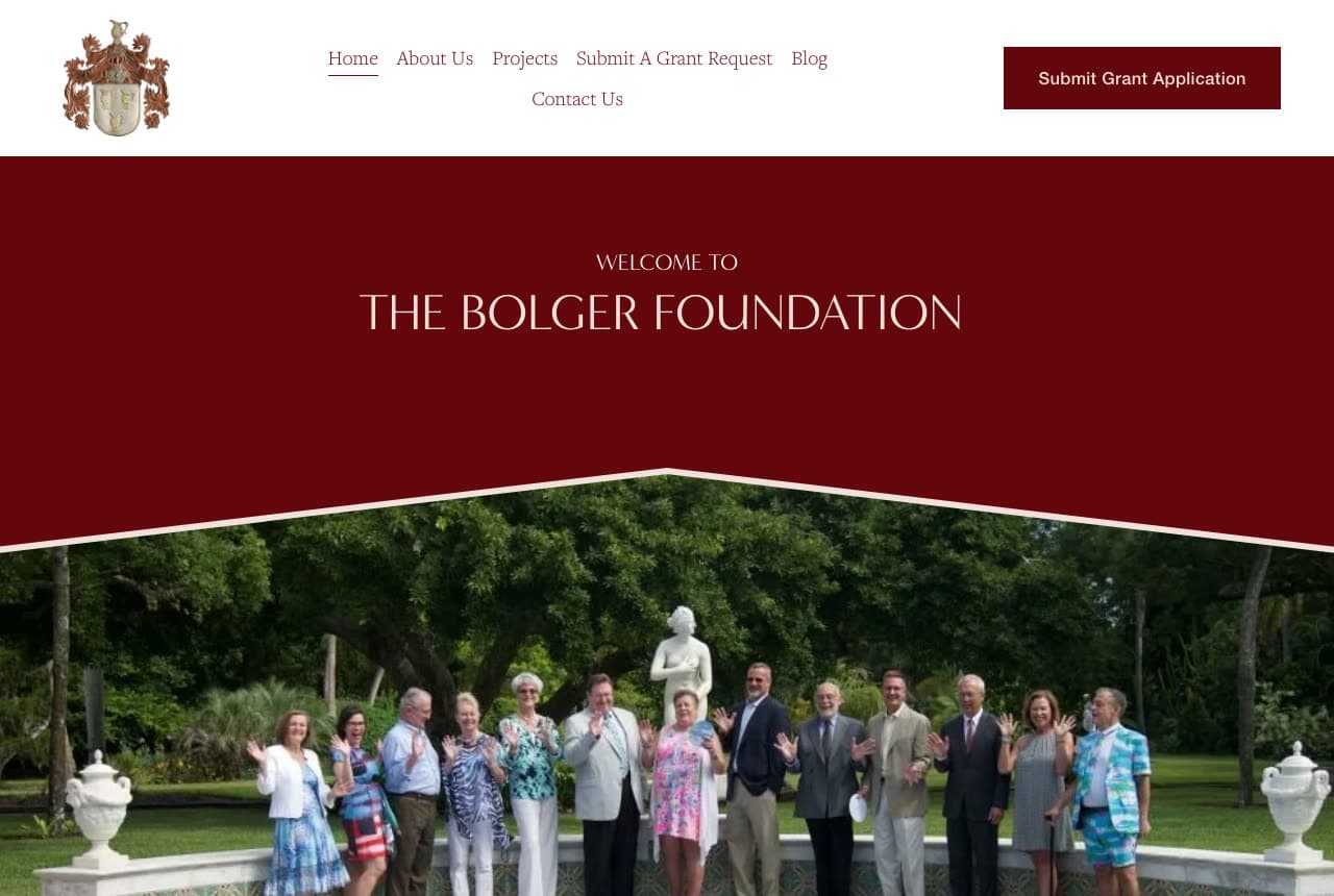 The Bolger Foundation website — Family Foundation design example