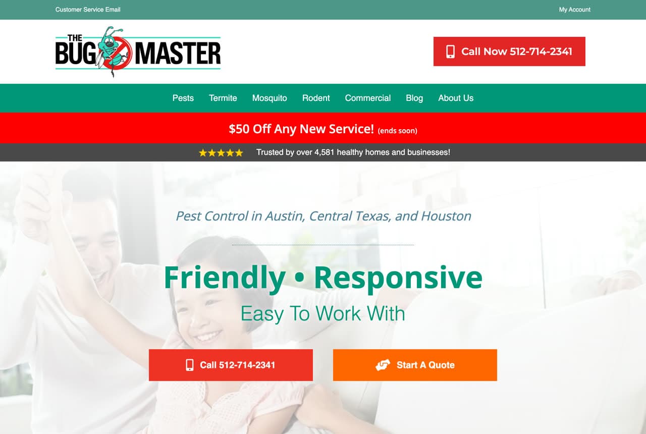 The Bug Master website — Pest Control design example