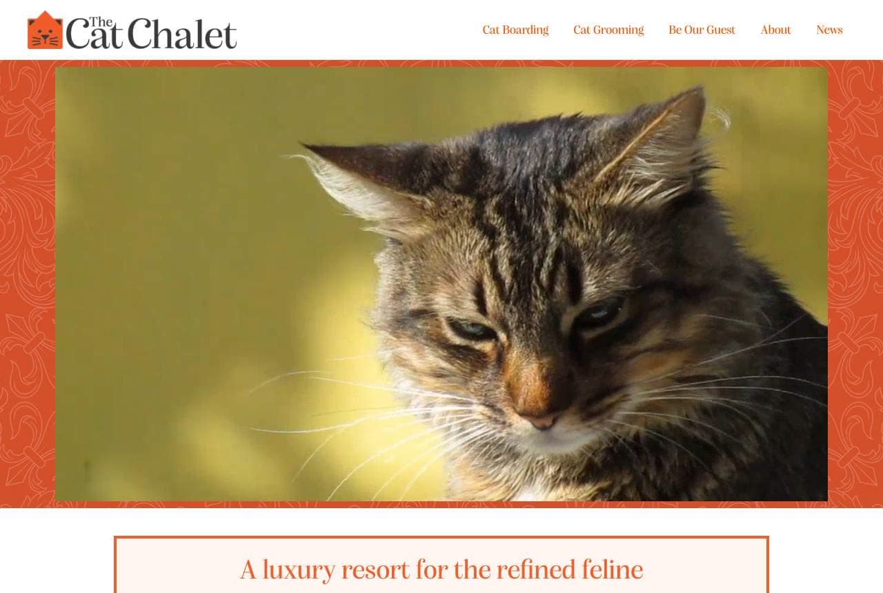 The Cat Chalet website — Cat Boarding design example