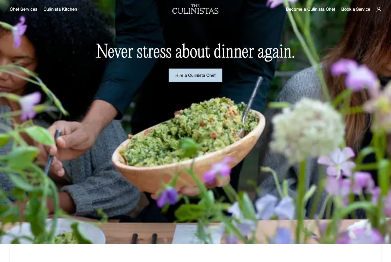 The Culinistas website — Chef Service design example