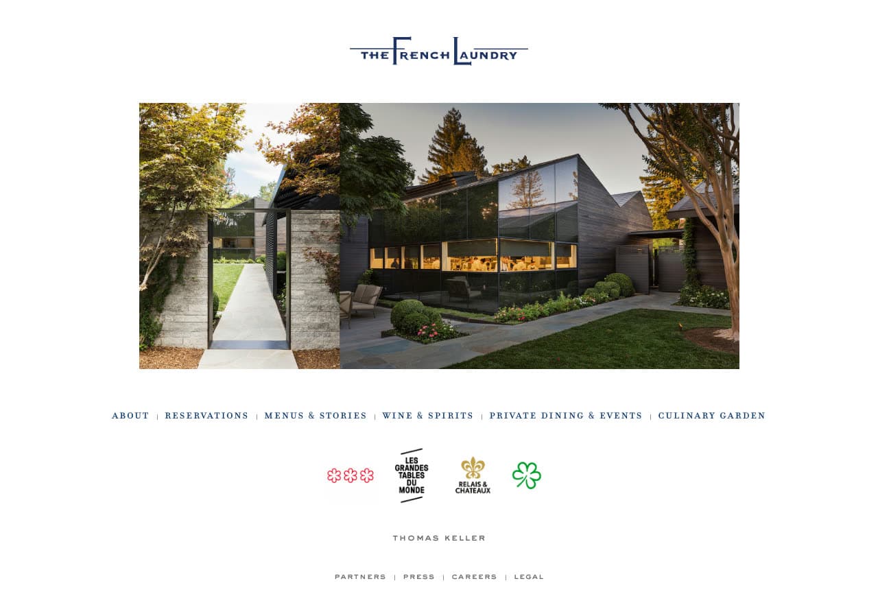 The French Laundry website — Three-Star Classic design example