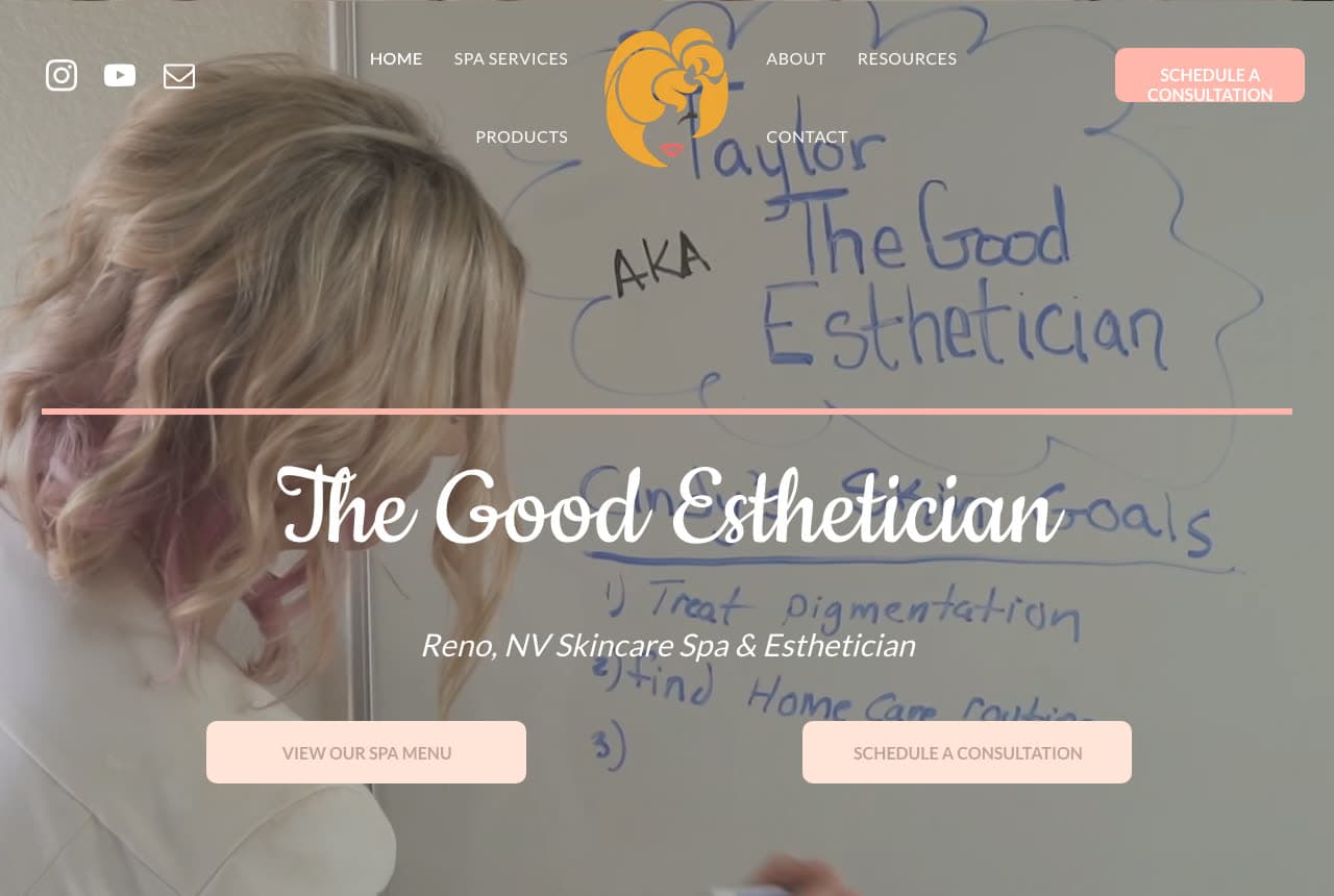 The Good Esthetician website — Consultation-Led Skincare Spa design example