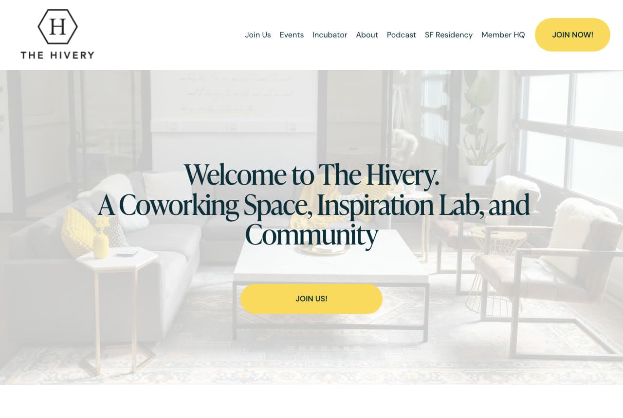 The Hivery website — Coworking + Incubator design example