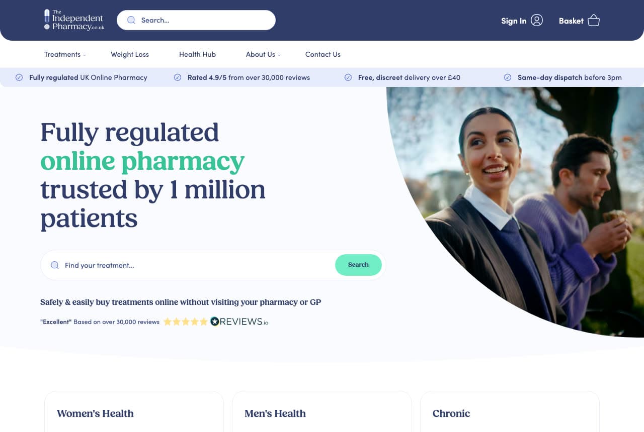 The Independent Pharmacy website — Regulated Online Pharmacy design example