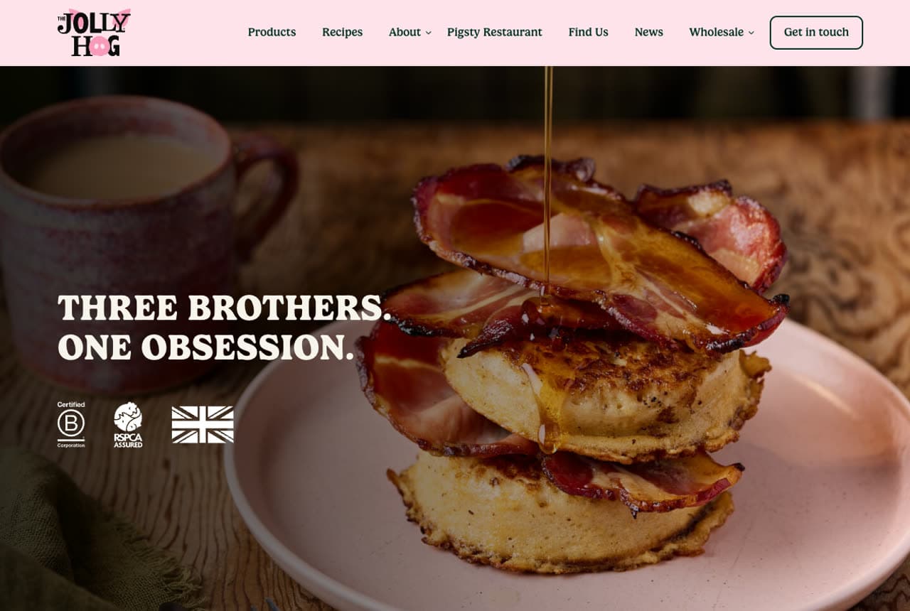 The Jolly Hog website — Food Brand design example