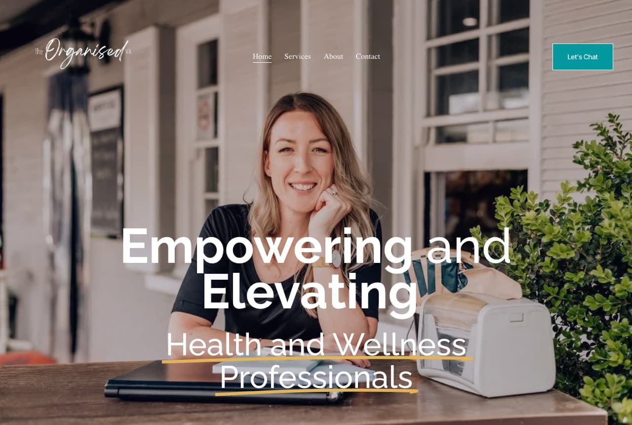 The Organised VA website — Wellness Niche VA design example
