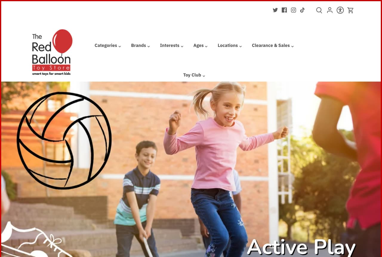 The Red Balloon Toy Store website — Educational Toy Store design example