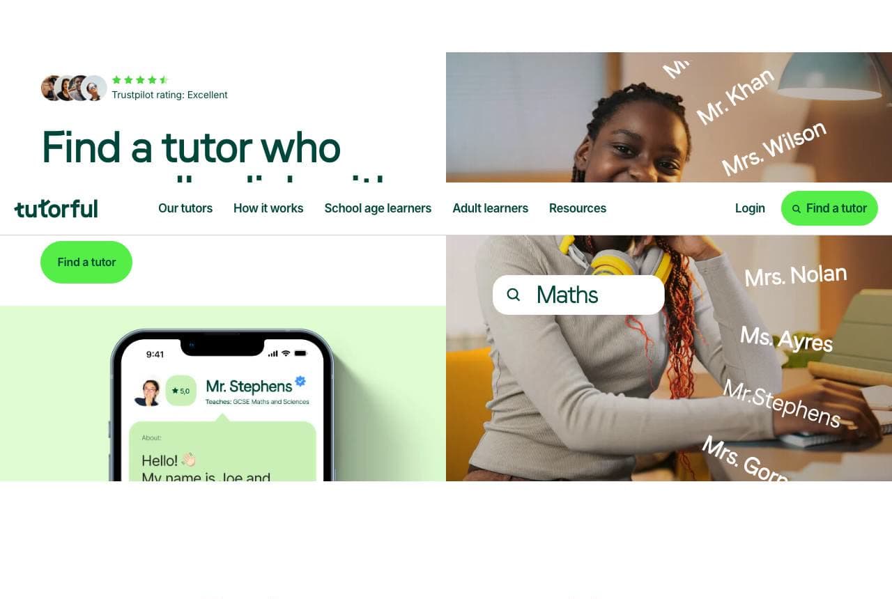 Tutorful website — Tutor Platform design example