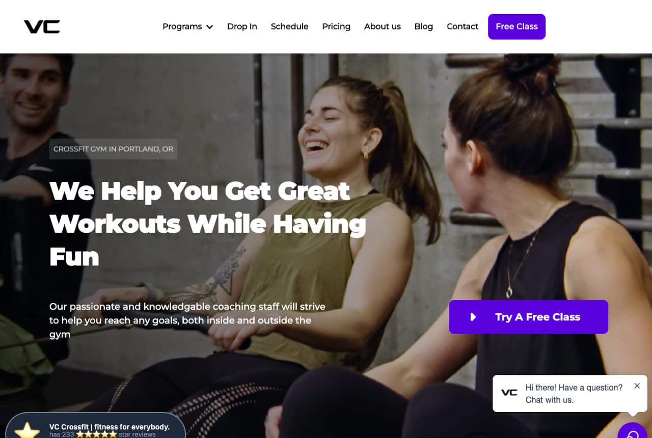 VC CrossFit website — CrossFit Box design example
