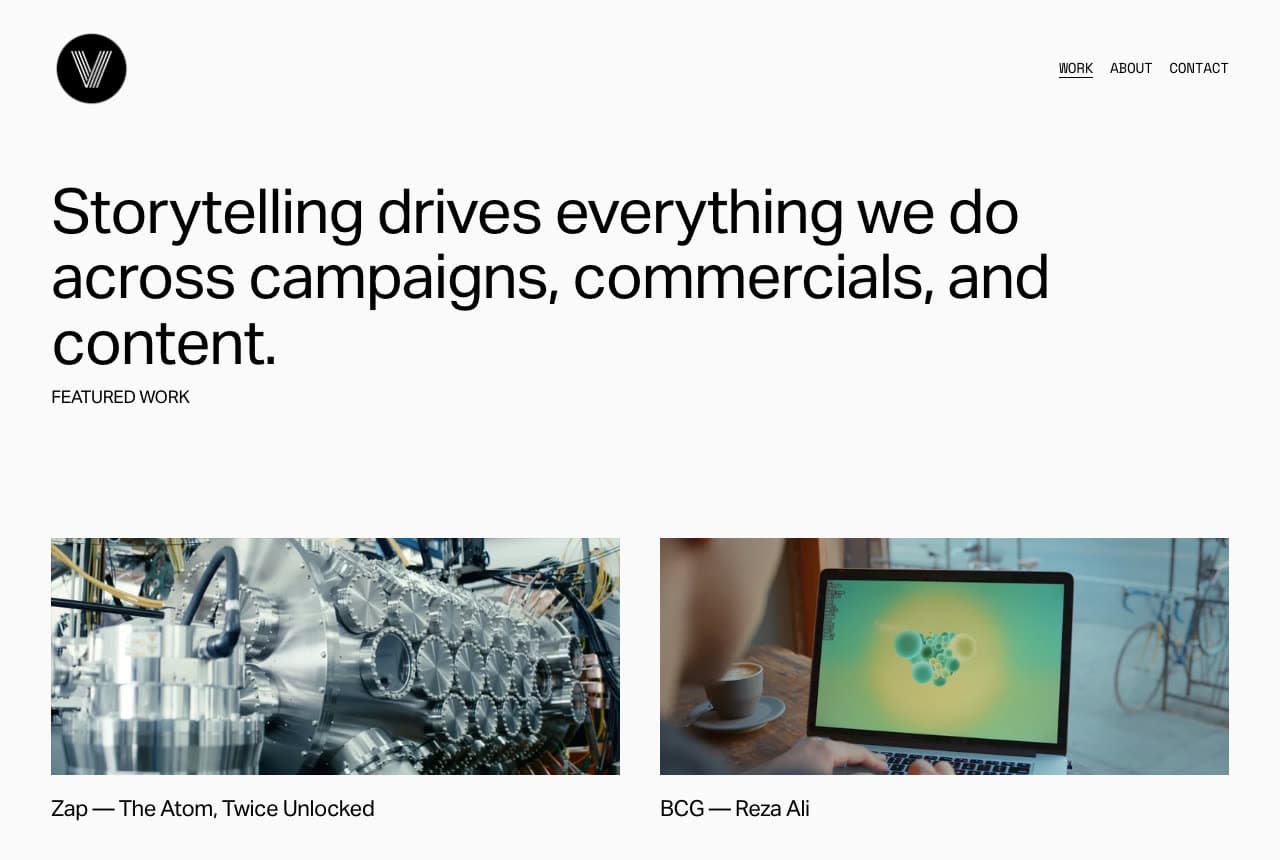 Vertical website — Production Studio design example