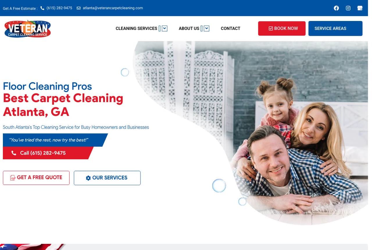 Veteran Carpet Cleaning website — Veteran-Owned design example