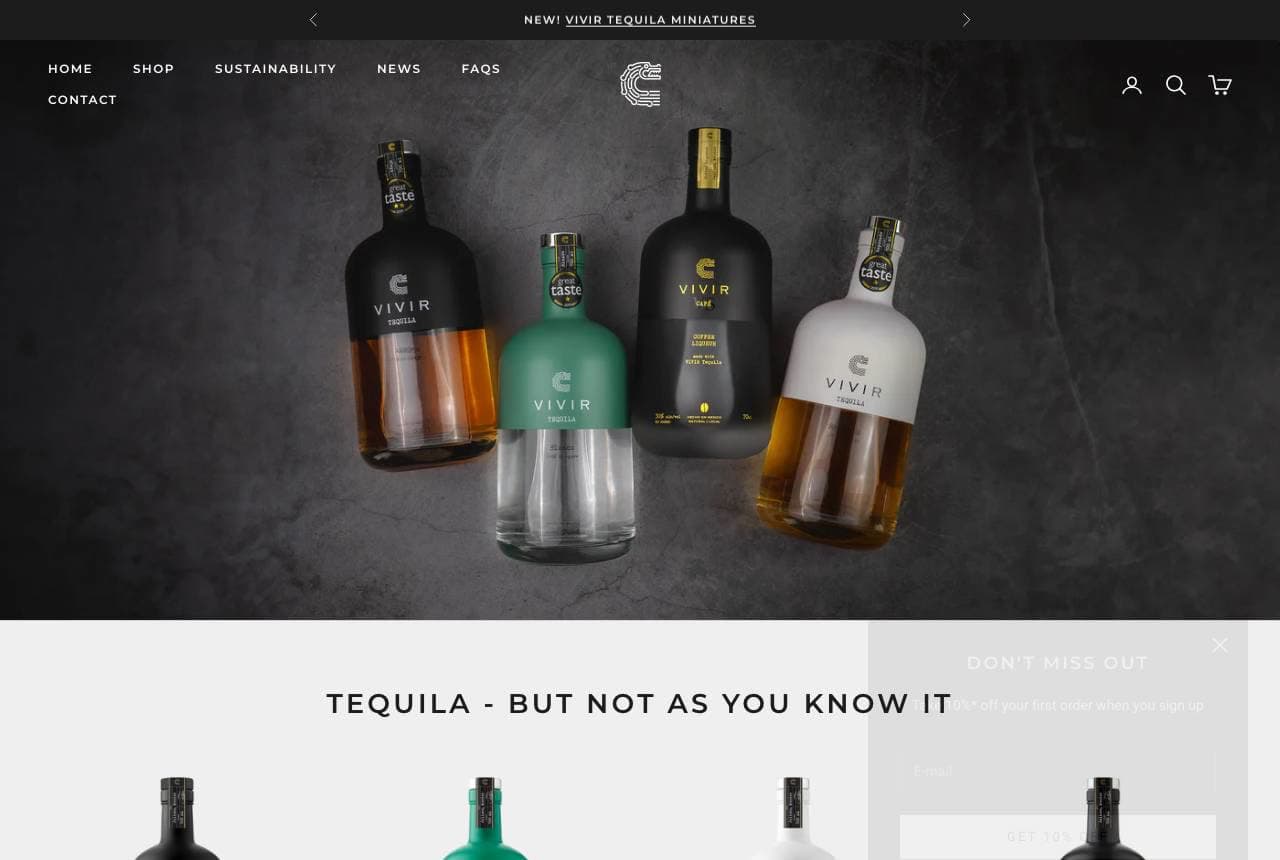 VIVIR Tequila website — Premium Spirits design example