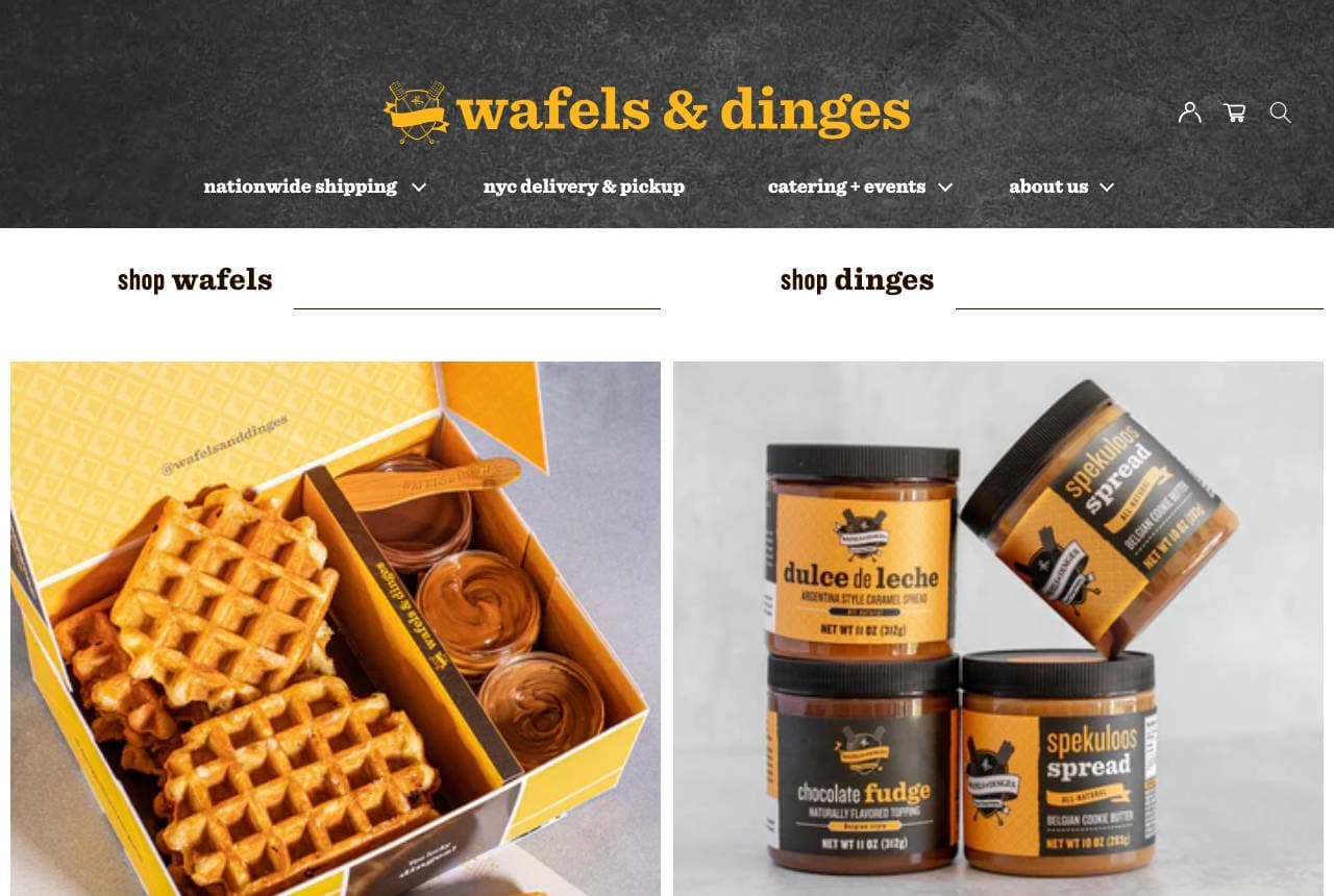 Wafels & Dinges website — Award Truck + E-Comm design example
