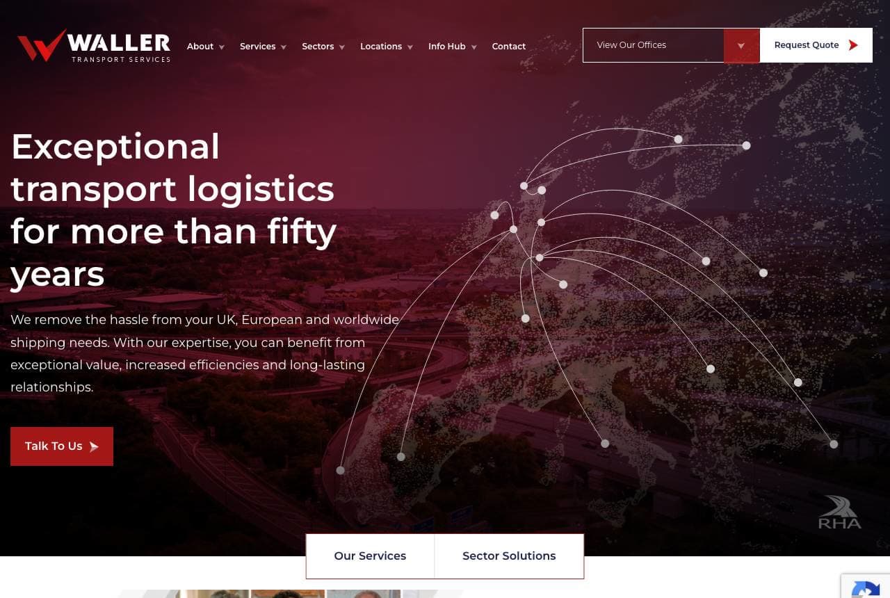 Waller Transport website — Freight Logistics design example