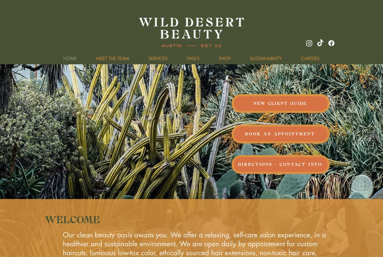 Wild Desert Beauty website — Hair Salon design example