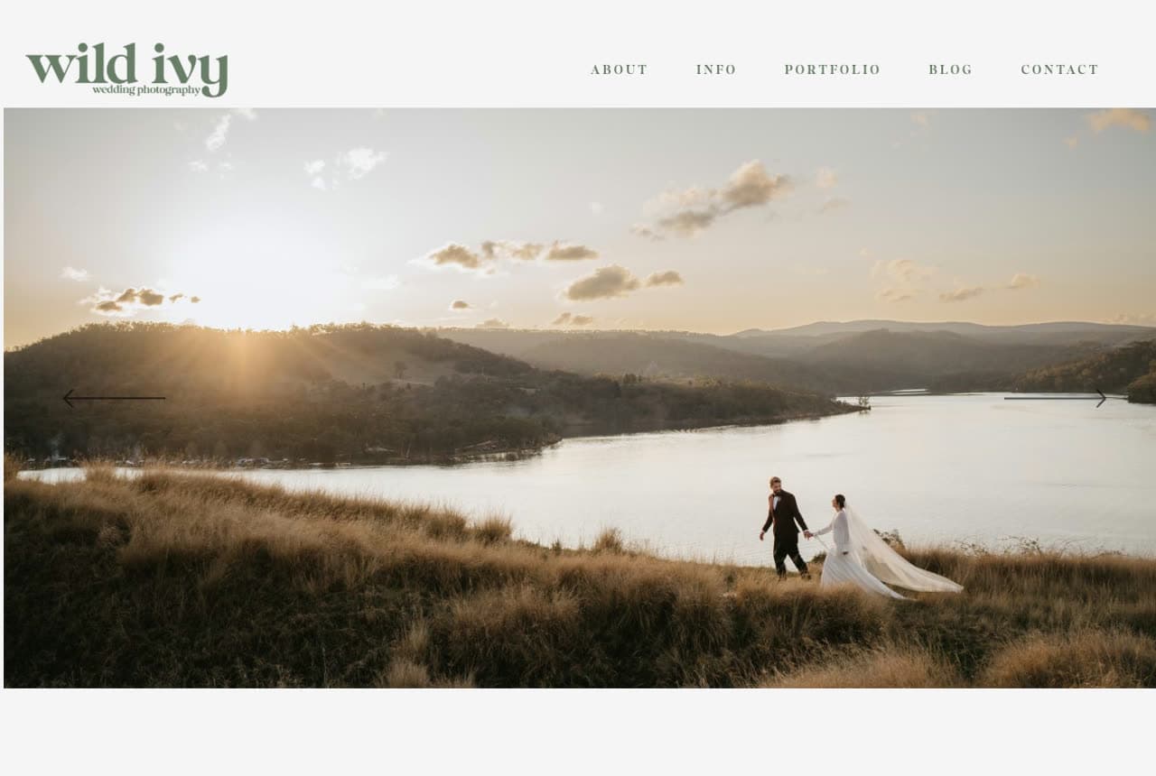 Wild Ivy Photography website — Wedding Photography design example
