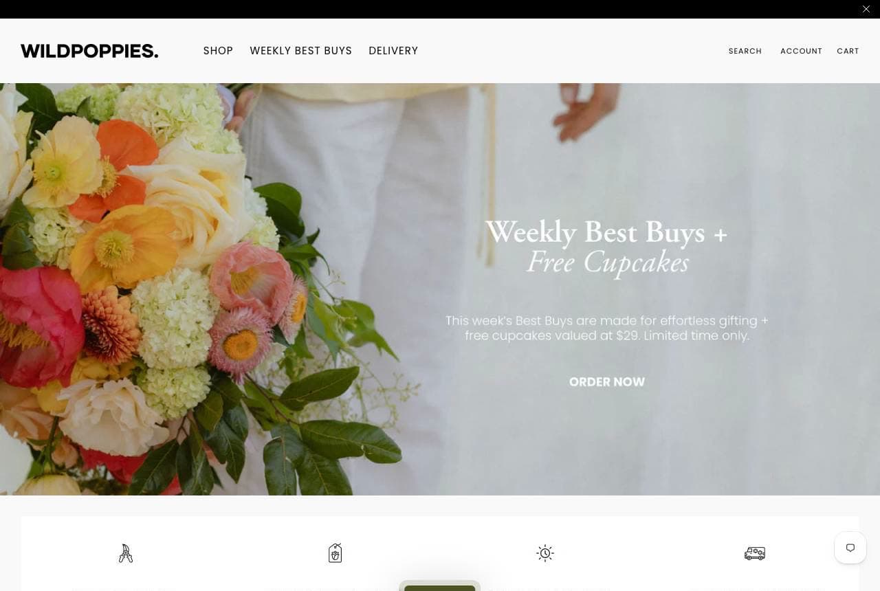 Wild Poppies website — E-Commerce Florist design example