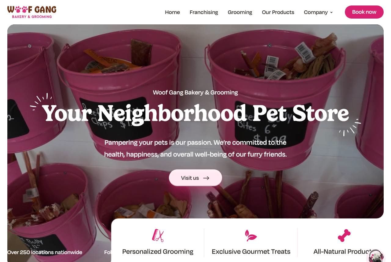 Woof Gang Bakery & Grooming website — Bakery & Grooming design example