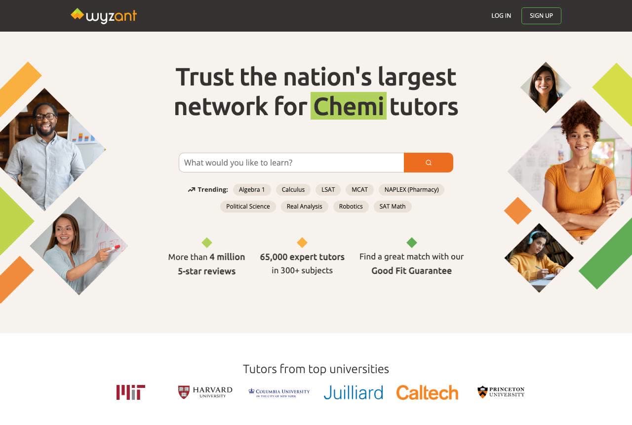 Wyzant website — Tutor Marketplace design example