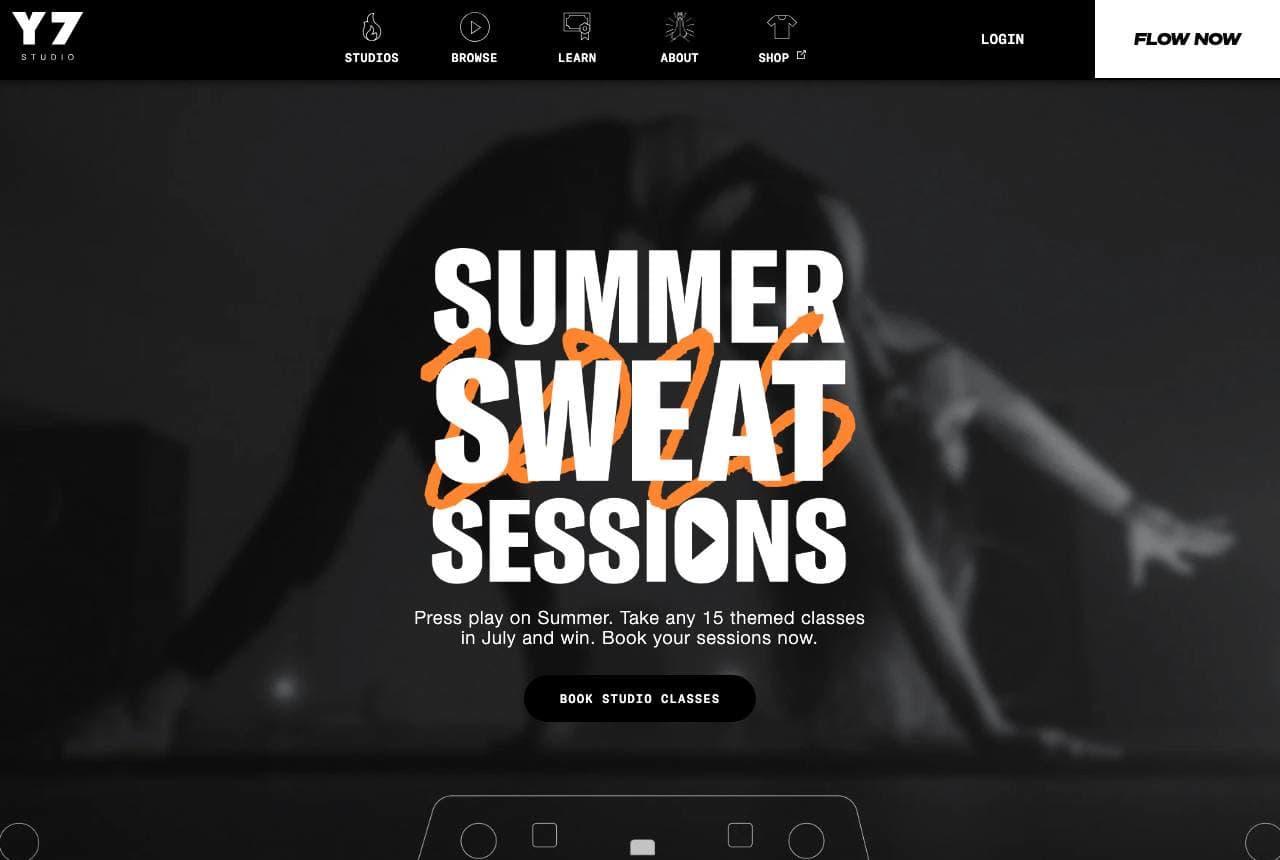 Y7 Studio website — Hot Yoga design example