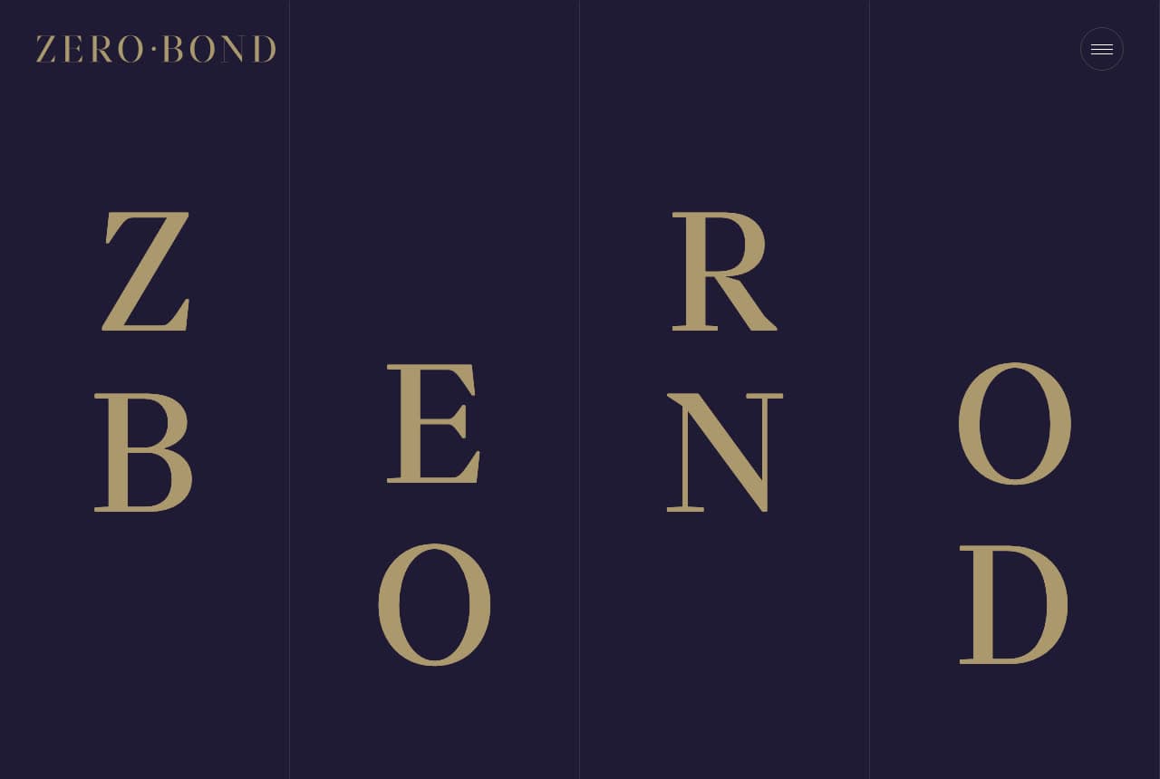 Zero Bond website — Private Members Club design example