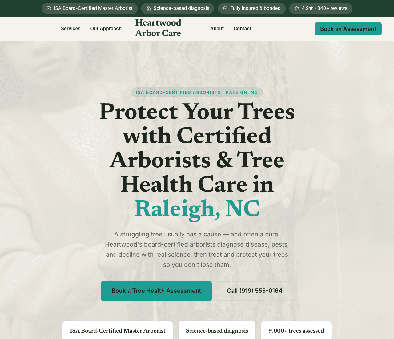 Heartwood Arbor Care — Arborist & Tree Health website design you can build with Zarla