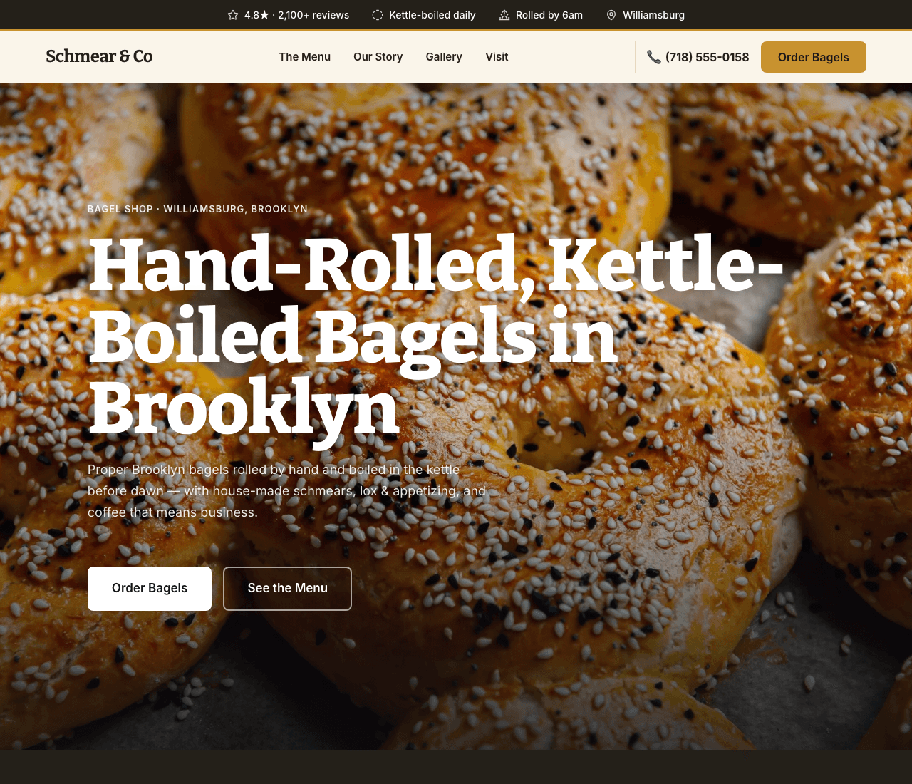 Schmear & Co — Bagel Shop website design you can build with Zarla