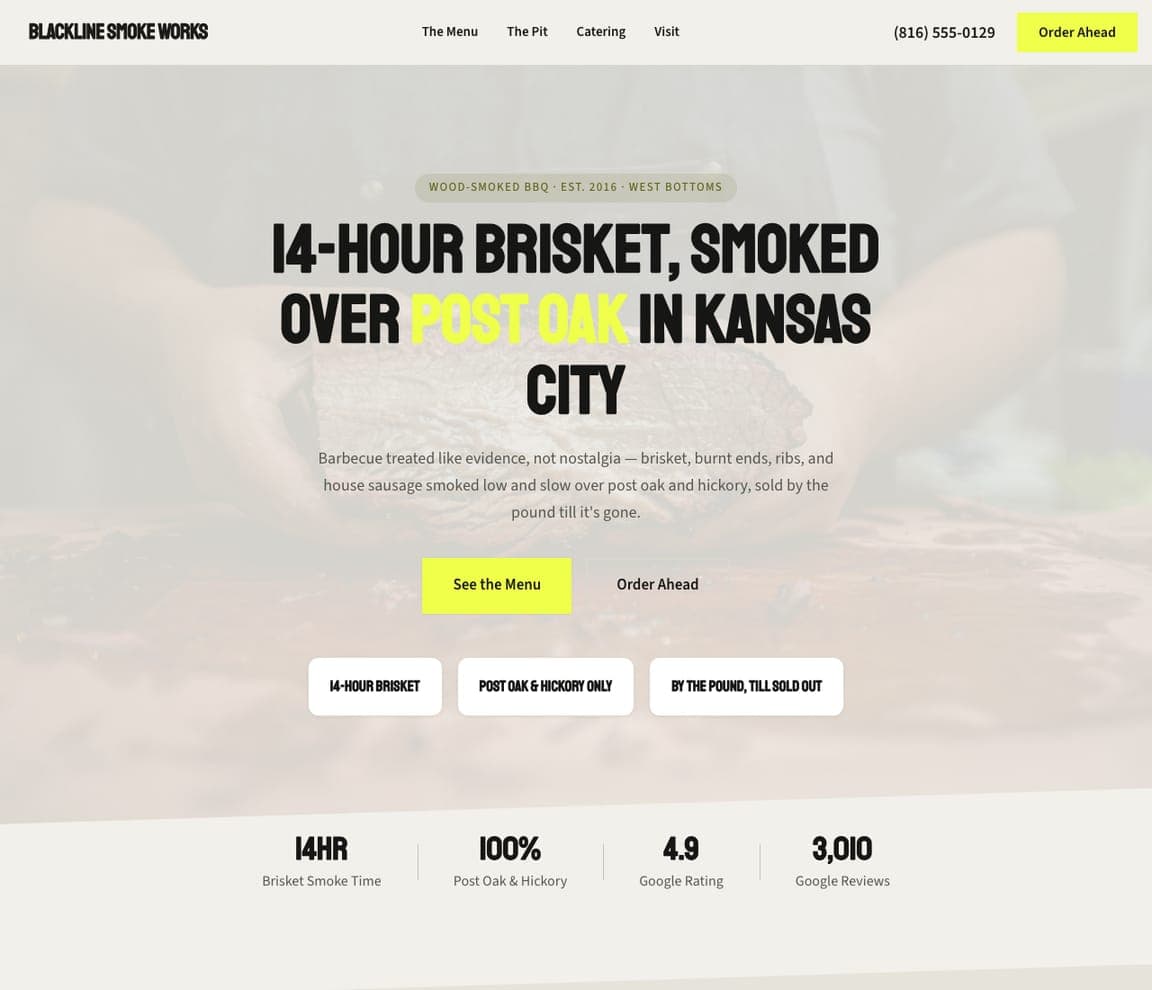 Blackline Smoke Works — Adaptable Template website design you can build with Zarla