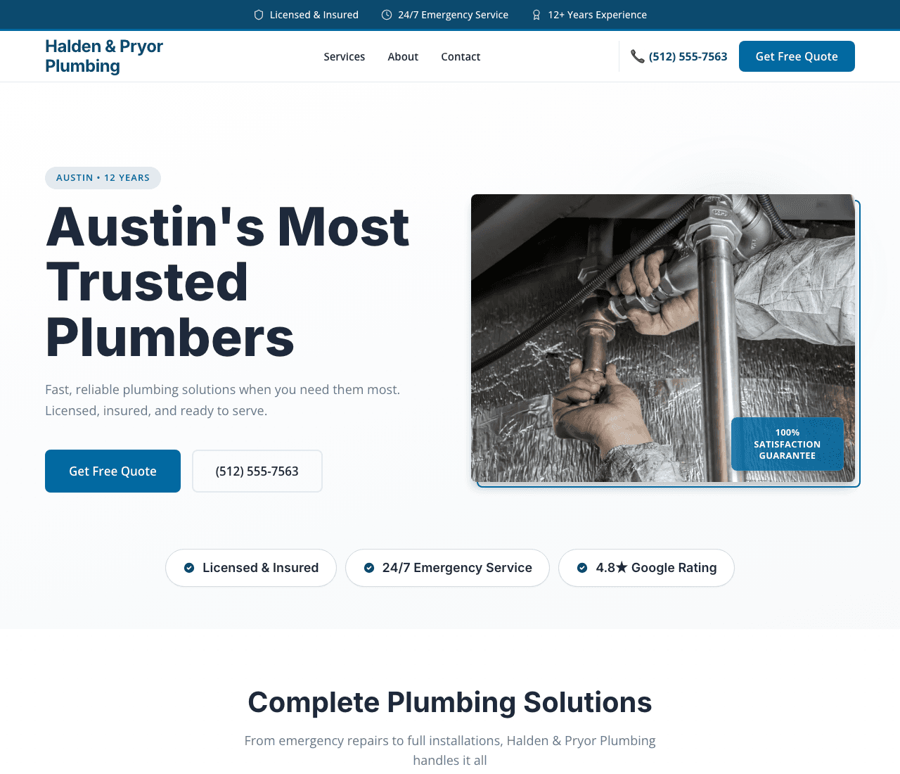 Halden & Pryor Plumbing — City Plumber website design you can build with Zarla