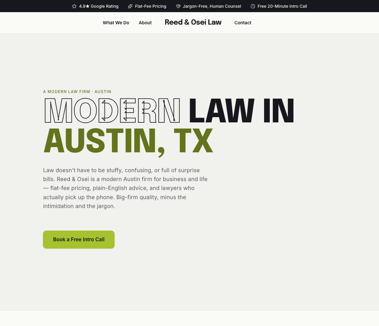 Reed & Osei Law — Boutique Modern website design you can build with Zarla