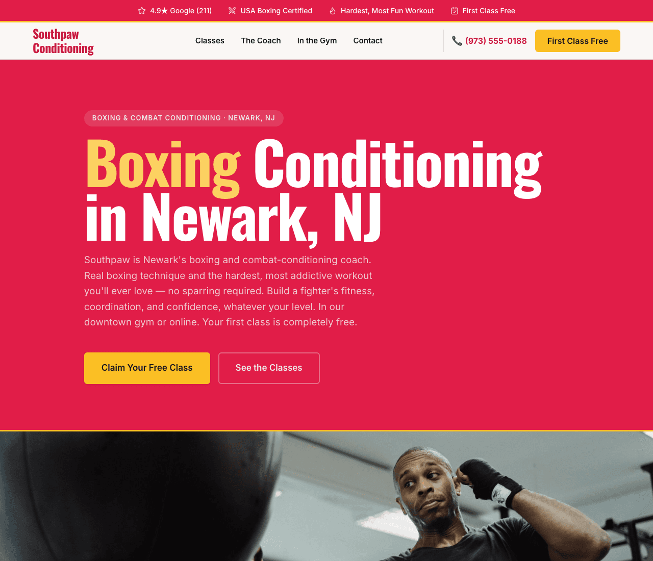 Southpaw Conditioning — Boxing Fitness Template website design you can build with Zarla