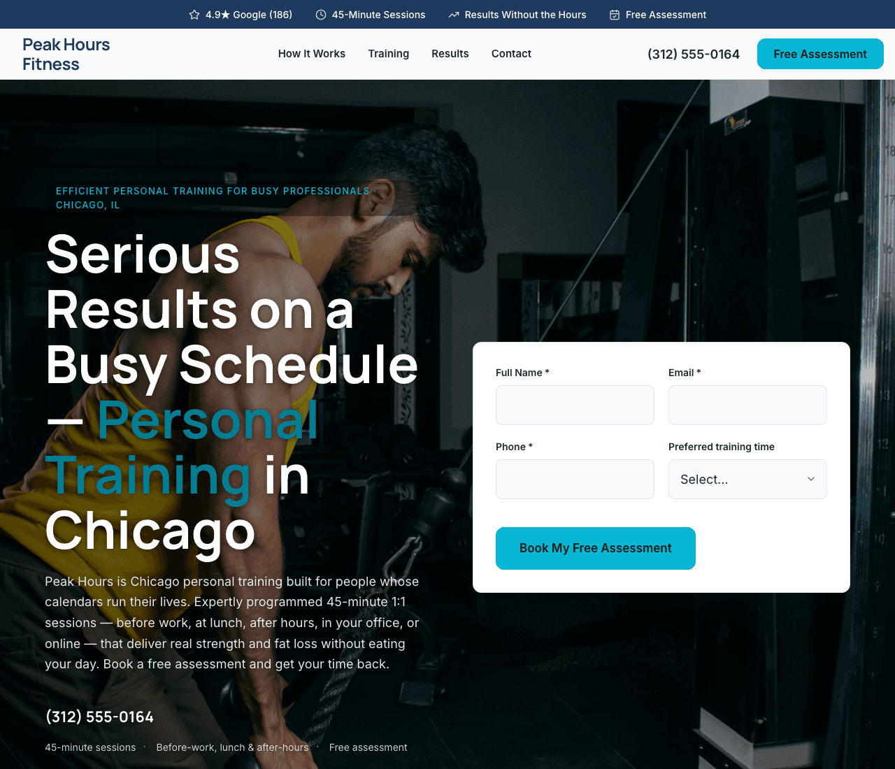 Peak Hours Fitness — Busy-Professional Training Template website design you can build with Zarla