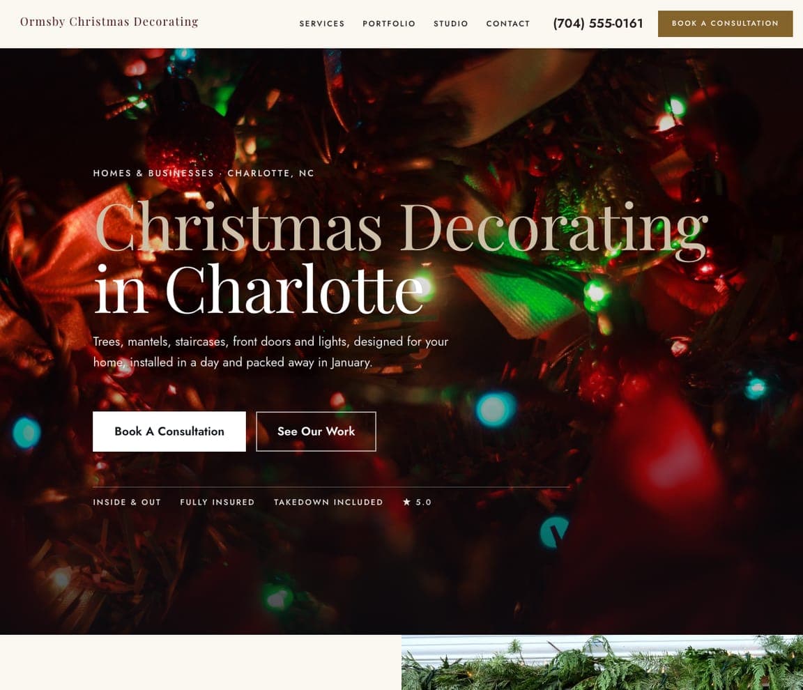 Ormsby Christmas Decorating — Christmas Decorator website design you can build with Zarla