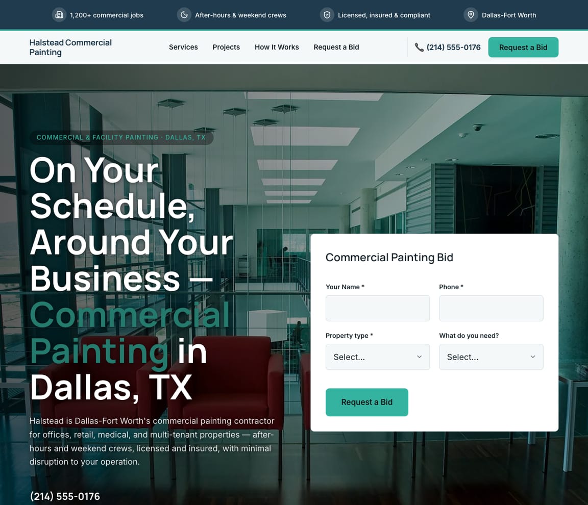 Halstead Commercial Painting — Commercial Painting website design you can build with Zarla
