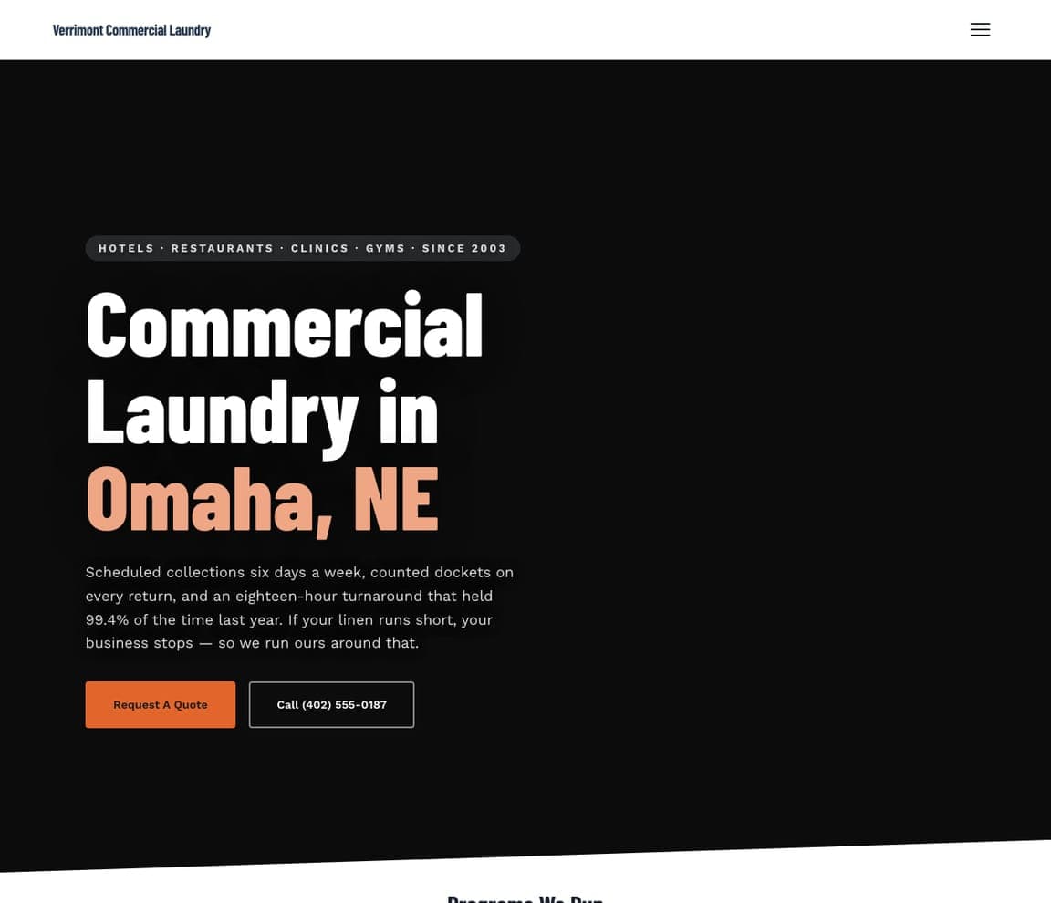 Verrimont Commercial Laundry — Commercial Laundry website design you can build with Zarla