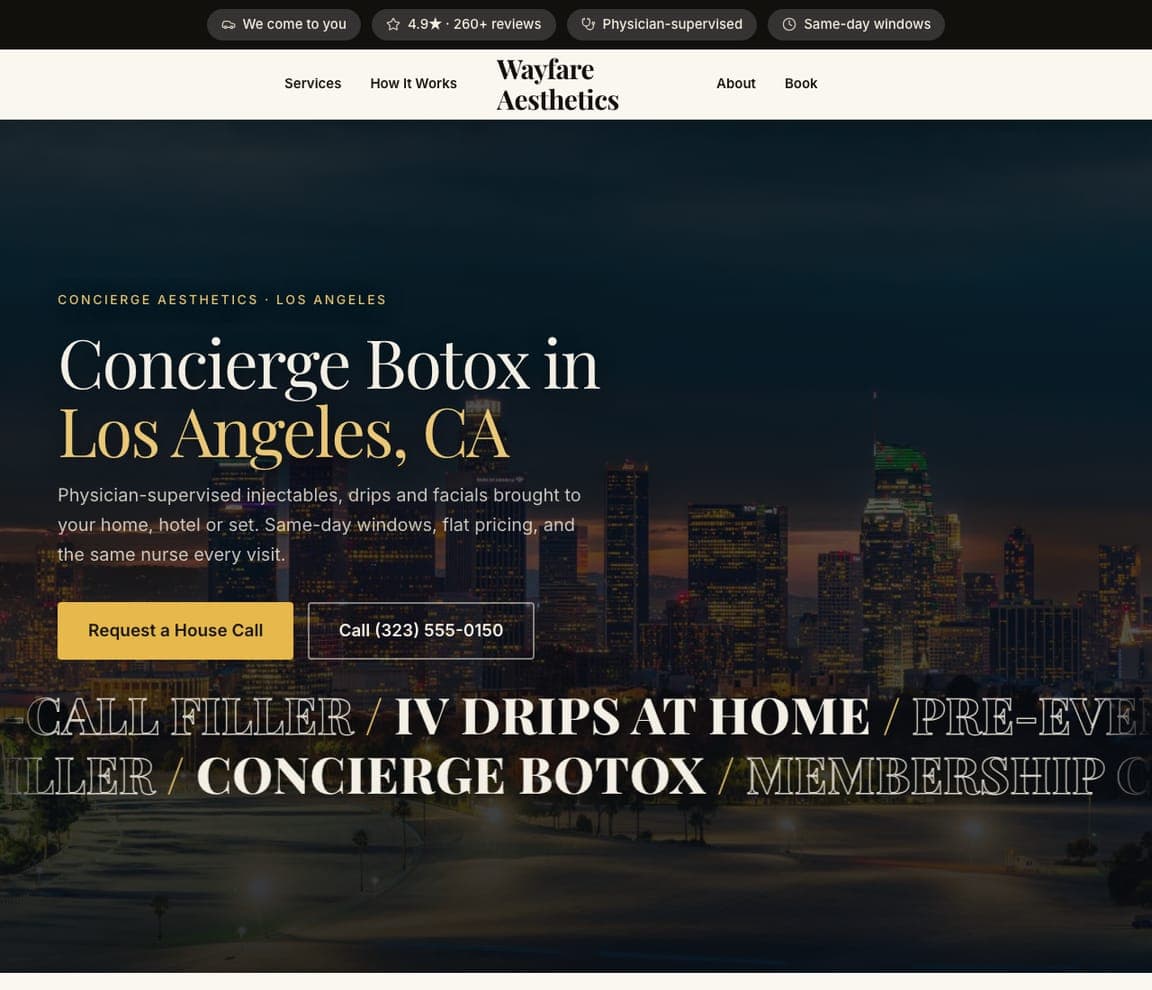 Wayfare Aesthetics — Adaptable Template website design you can build with Zarla
