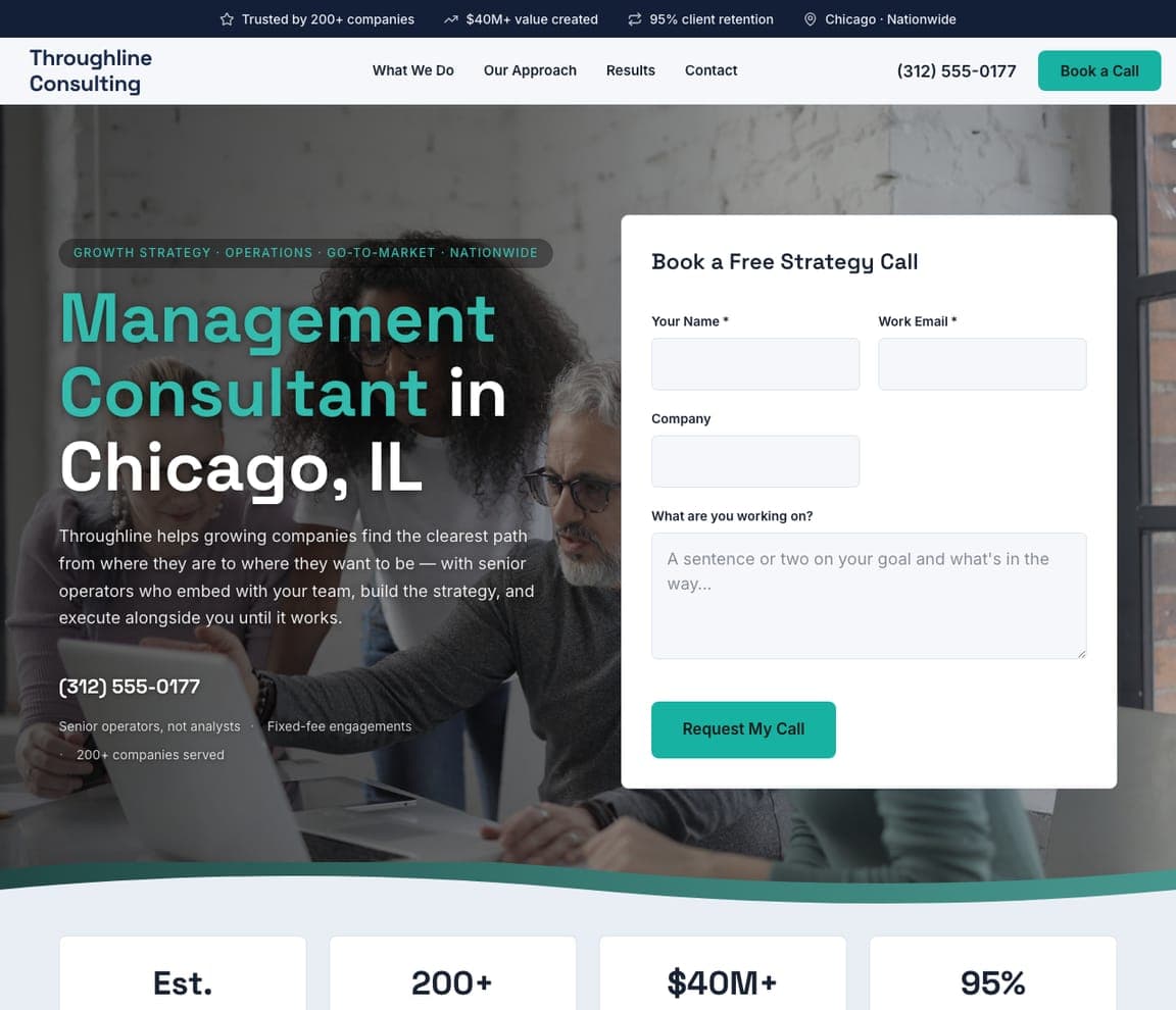 Throughline Consulting — Adaptable Template website design you can build with Zarla