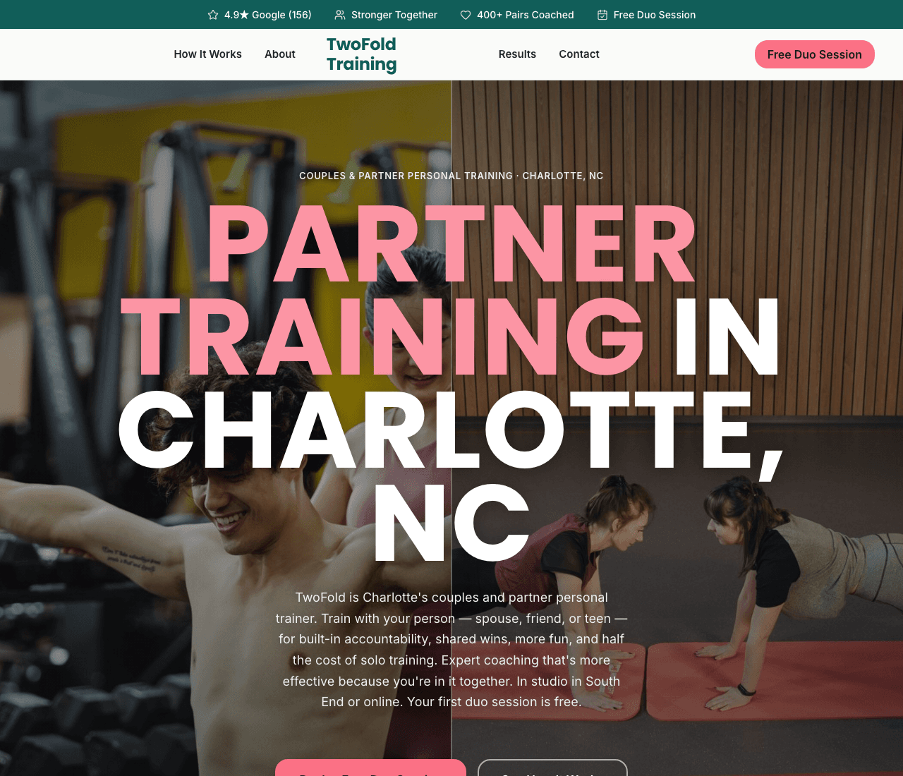 TwoFold Training — Partner Training Template website design you can build with Zarla