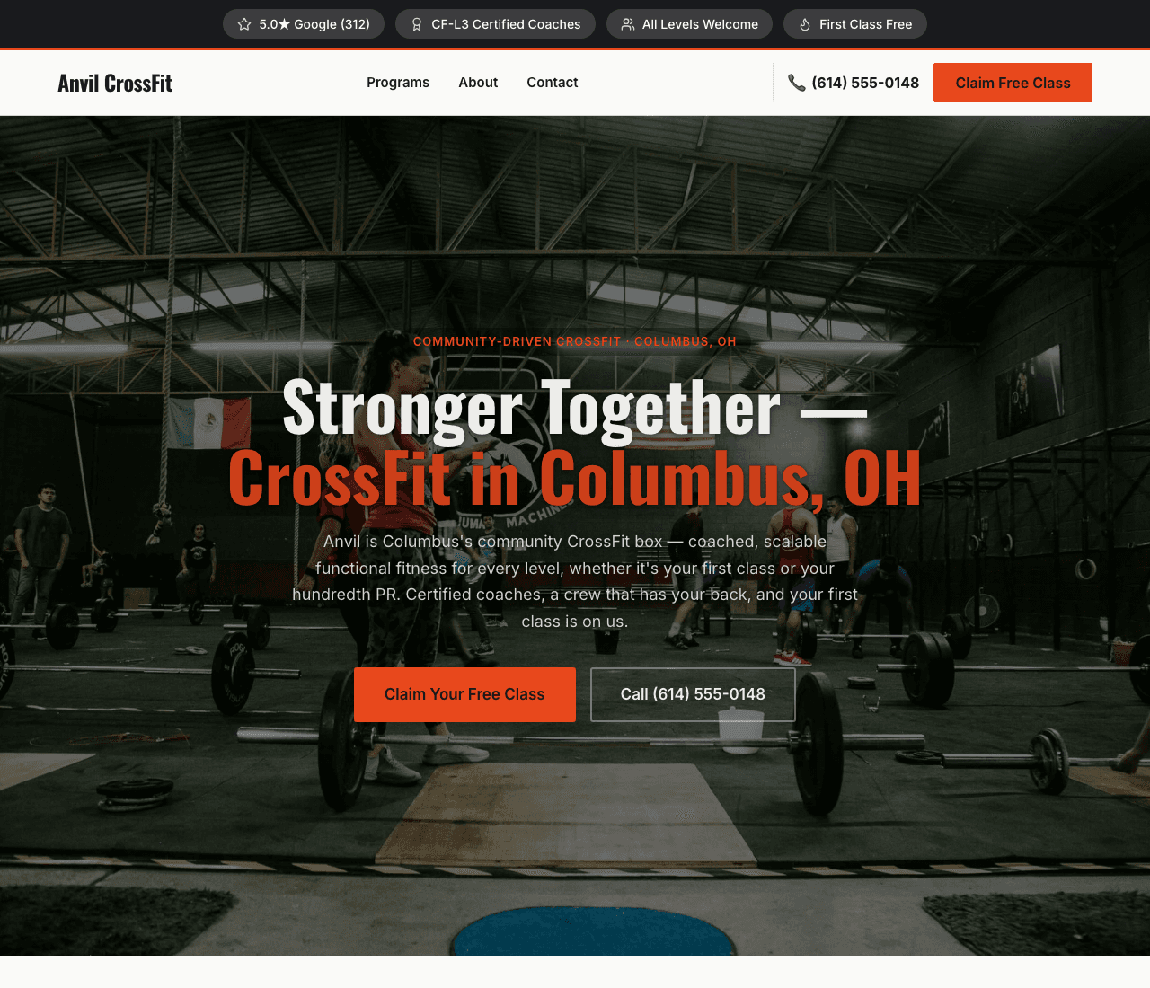 Anvil CrossFit — CrossFit Gym Template website design you can build with Zarla