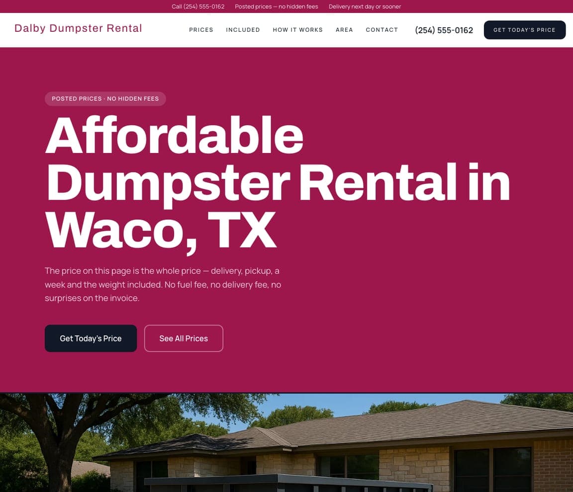 Dalby Dumpster Rental — Affordable Dumpster Rental website design you can build with Zarla