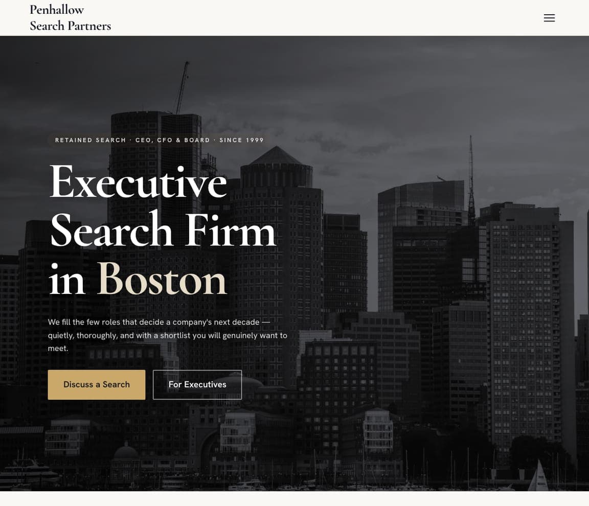Penhallow Search Partners — Executive Search website design you can build with Zarla