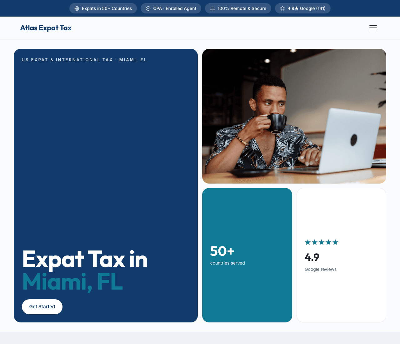Atlas Expat Tax — Expat Tax Template website design you can build with Zarla