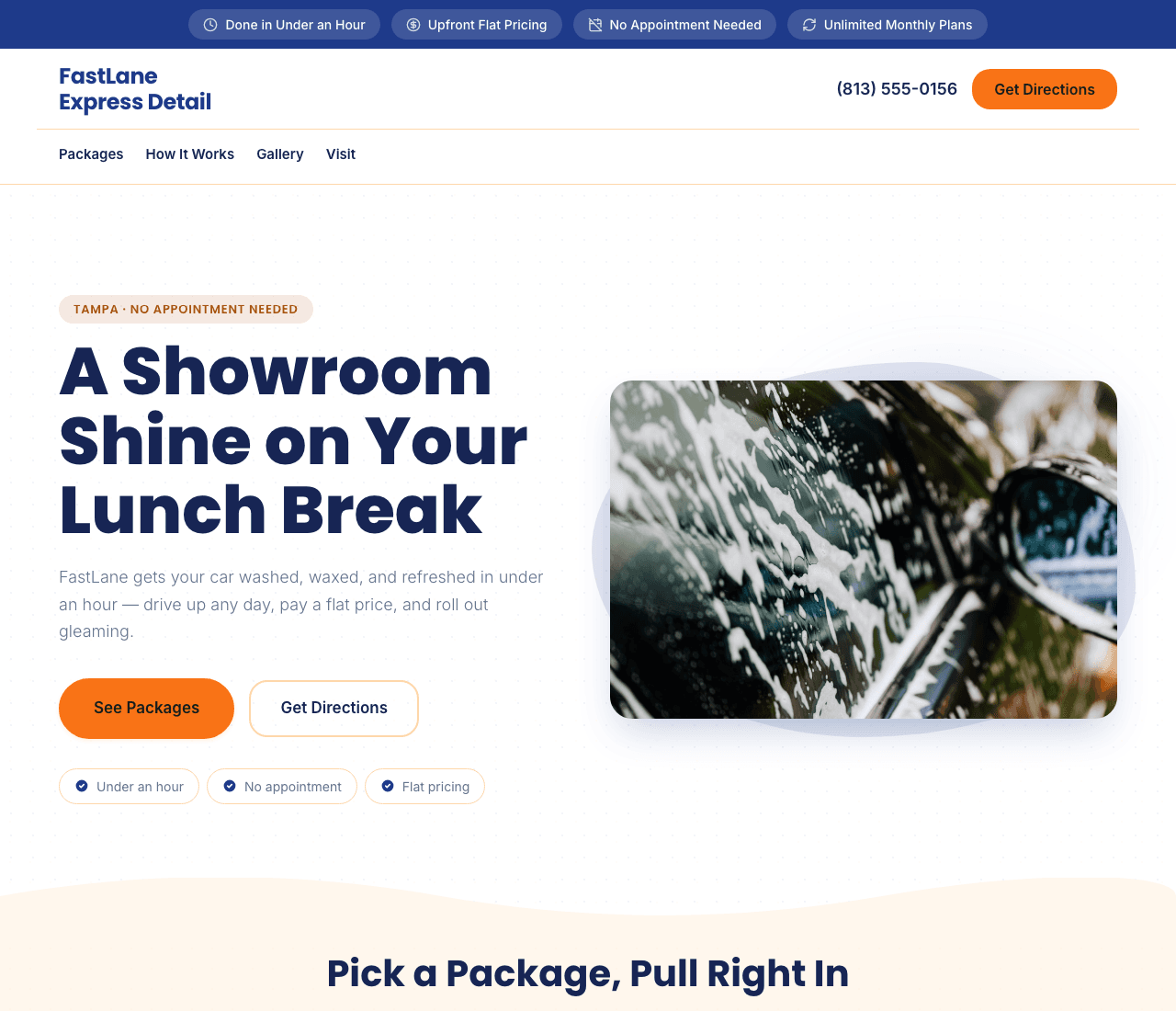 FastLane Express Detail — Express Detailing website design you can build with Zarla
