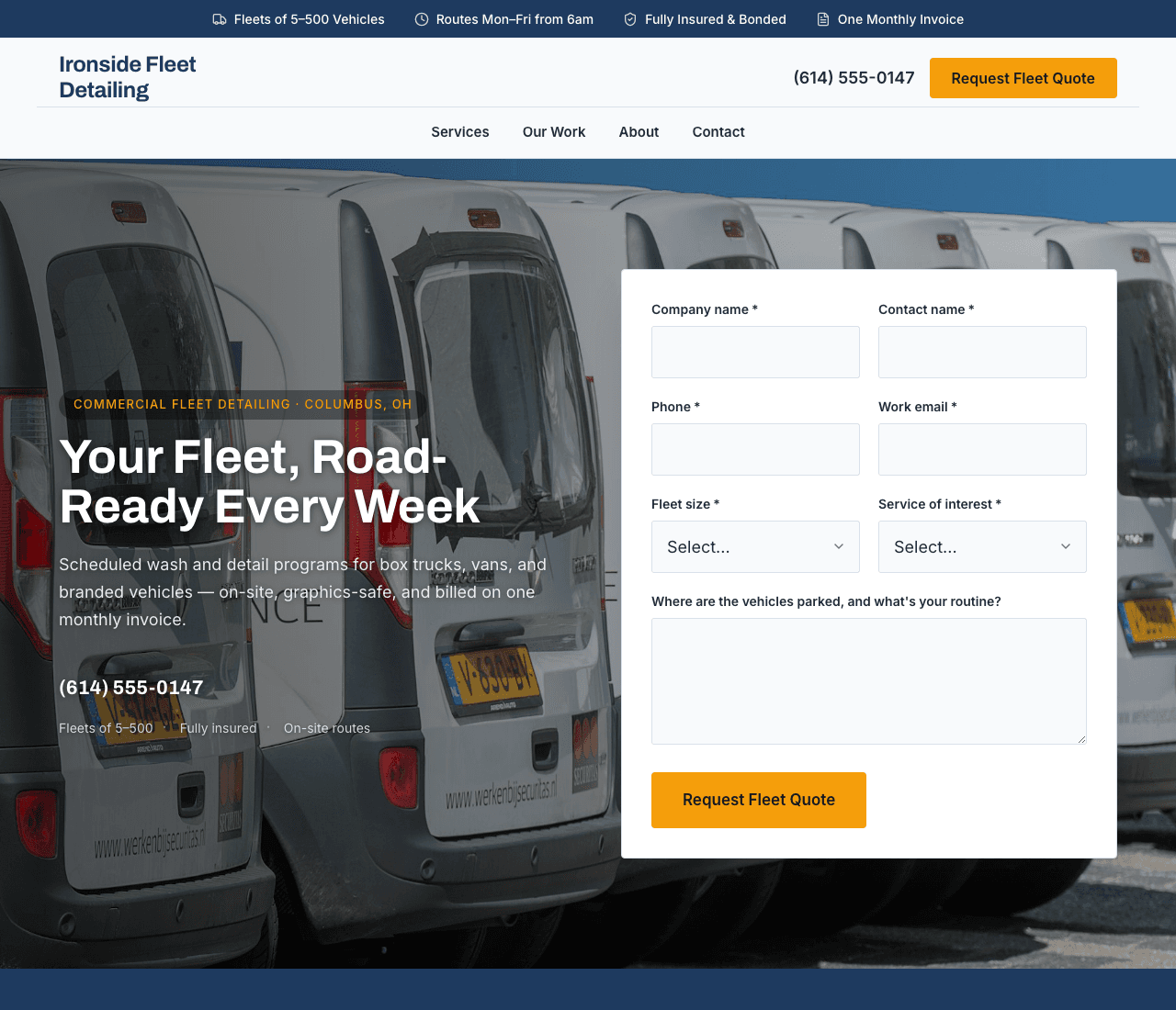 Ironside Fleet Detailing — Fleet Detailing website design you can build with Zarla