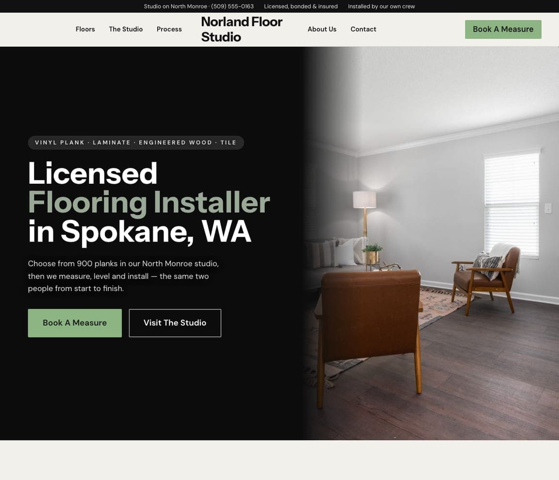 Norland Floor Studio — Flooring Studio website design you can build with Zarla