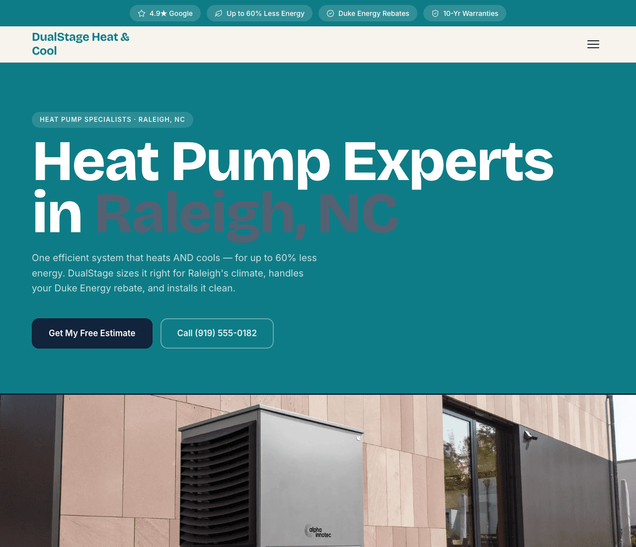 DualStage Heat & Cool — Heat Pumps website design you can build with Zarla