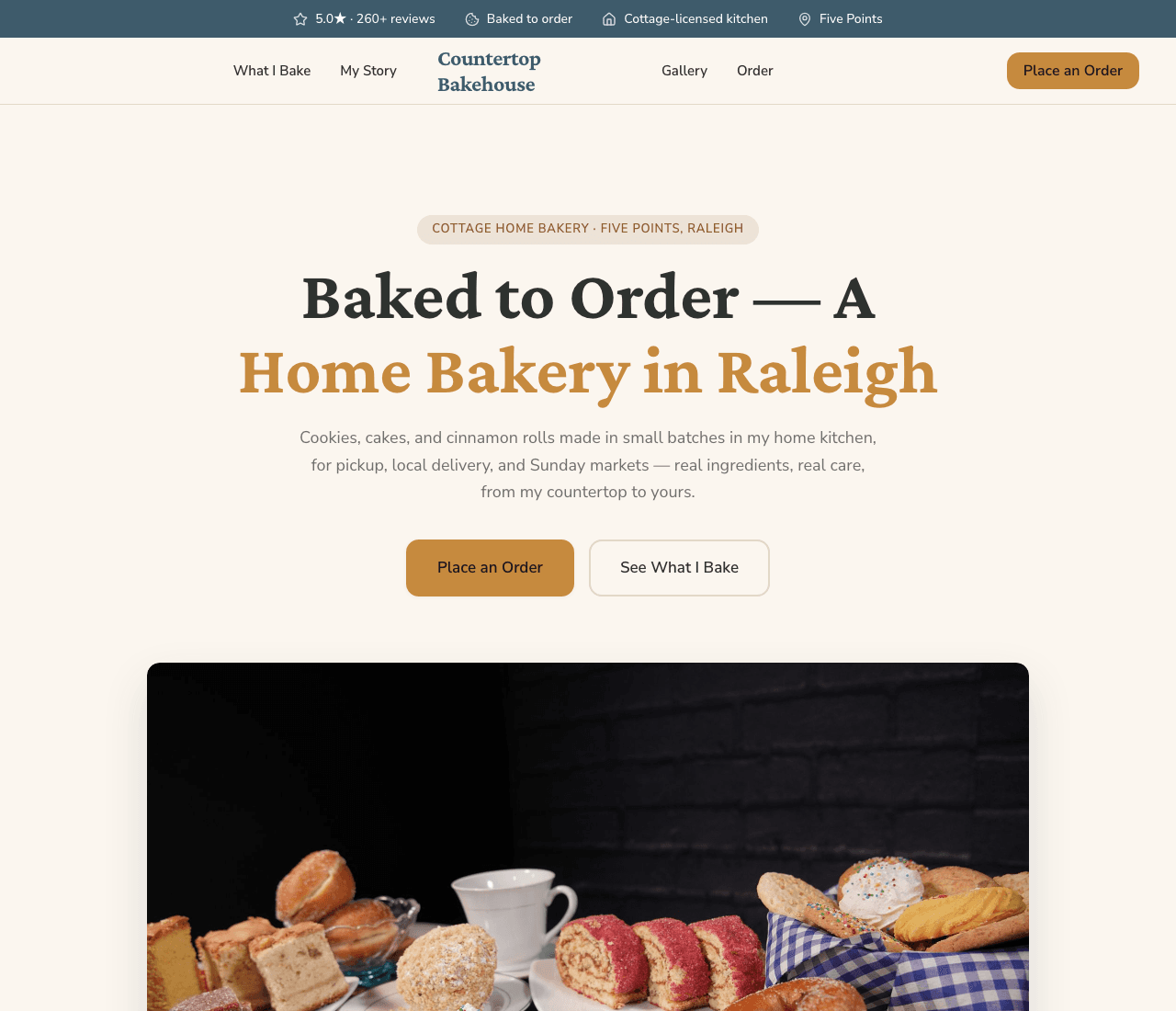 Countertop Bakehouse — Home Bakery website design you can build with Zarla