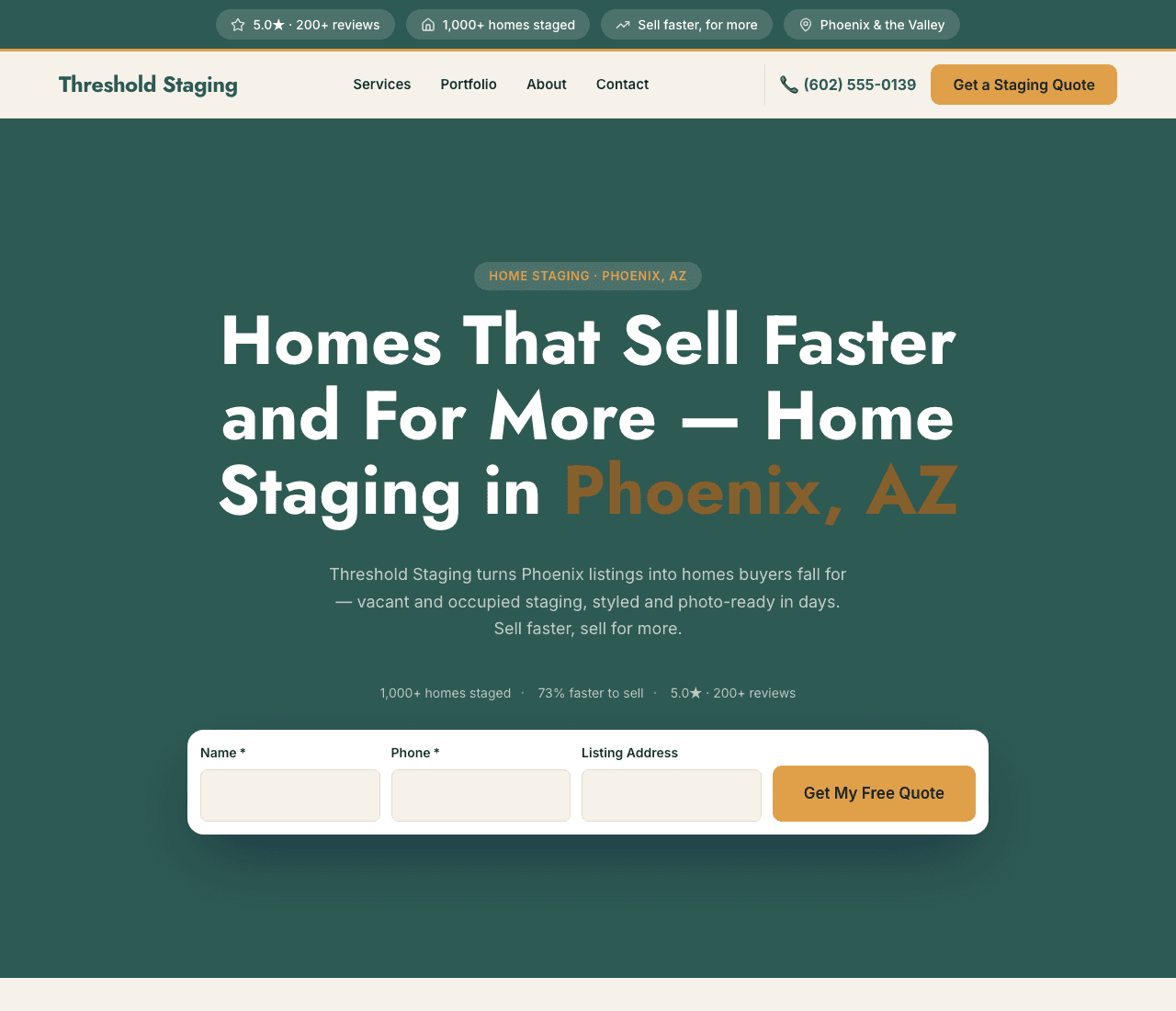 Threshold Staging — Home Staging website design you can build with Zarla