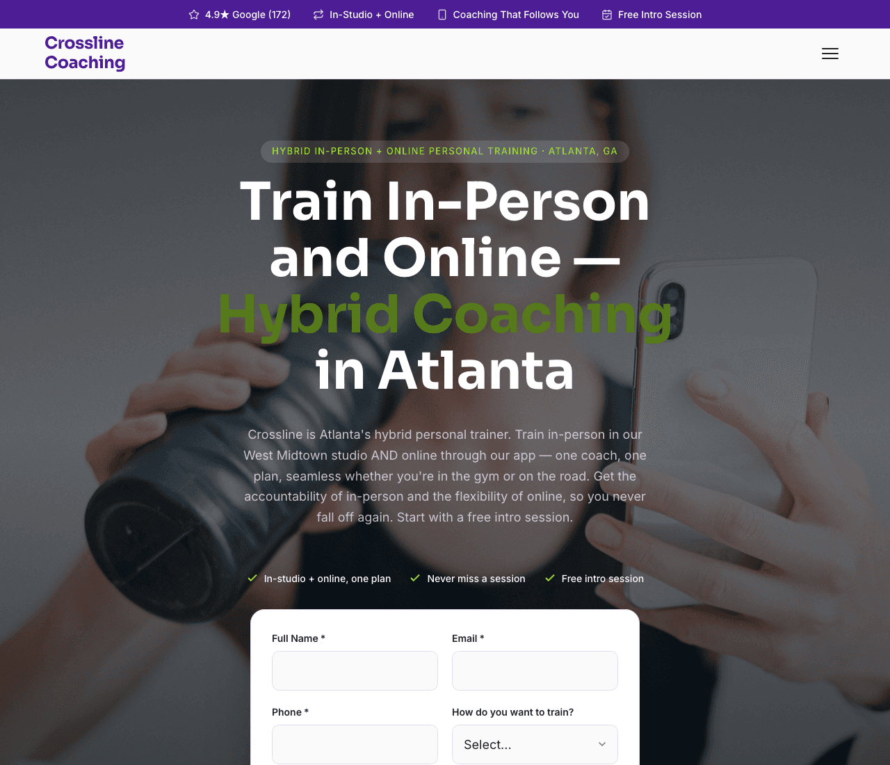 Crossline Coaching — Hybrid Coaching Template website design you can build with Zarla